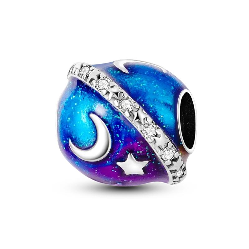 Copper Charm Bead Blue Series Astronaut Star Charm Fit Original Bracelet Necklace Trinket Women Jewelry