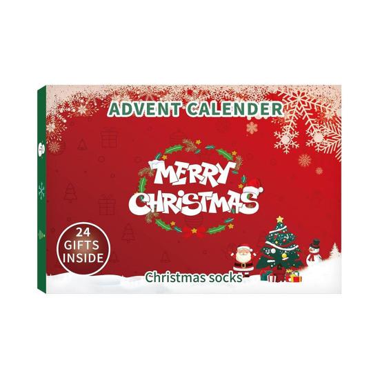 Christmas Sock Advent Calendar for Kids 24-Day Countdown Holiday Decoration Cotton Stocking Stuffers for Children's Rooms Parties