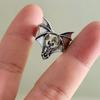 Vintage Men Metal Bat Ring Personalized Punk Domineering Alternative Creative Ring Adjustable Opening Zircon Boyfriend Gift