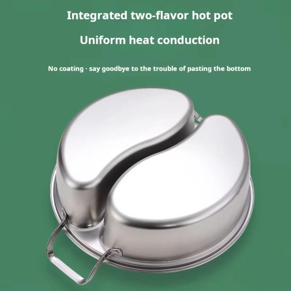 316 Stainless Steel Twin Divided Hot Pot 32/34cm Chinese Cooking Pot Thicken Double-flavor Yuanyang Pot Induction Cooker