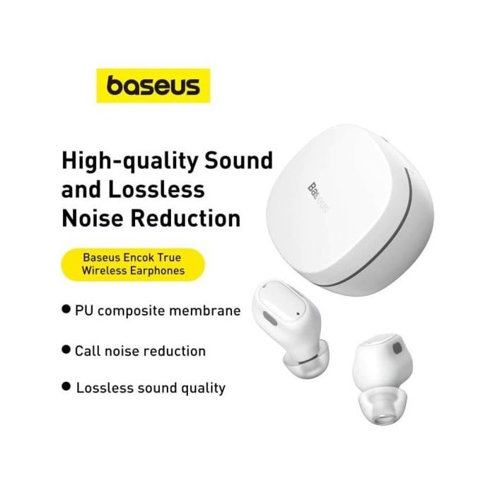 Écouteurs sans fil - BASEUS - Bowie WM01 - Blanc - Intra-auriculaire - Résistant à la transpiration