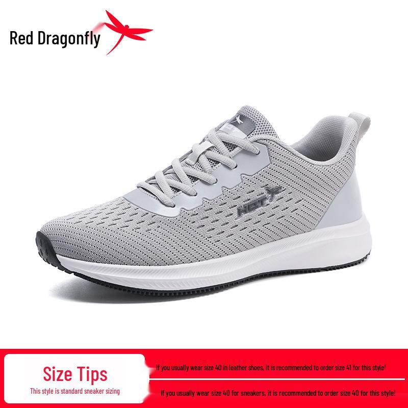 Men s Red Dragonfly Fly-Knit Black Mesh Casual Sports Shoes - Soft Sole for Spring/Autumn 40