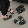 Shoes Woman 2024 Glitter Slides Slippers For Swimming Pool Rubber Flip Flops Pantofle Platform Jelly Beach Hawaiian New Flat