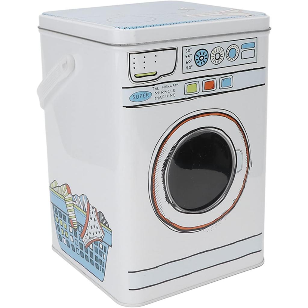 Laundry Powder Bin,Metal Washing Machine Shape Laundry Powder Bin Ideal for Holding Pods Tablets Detergent