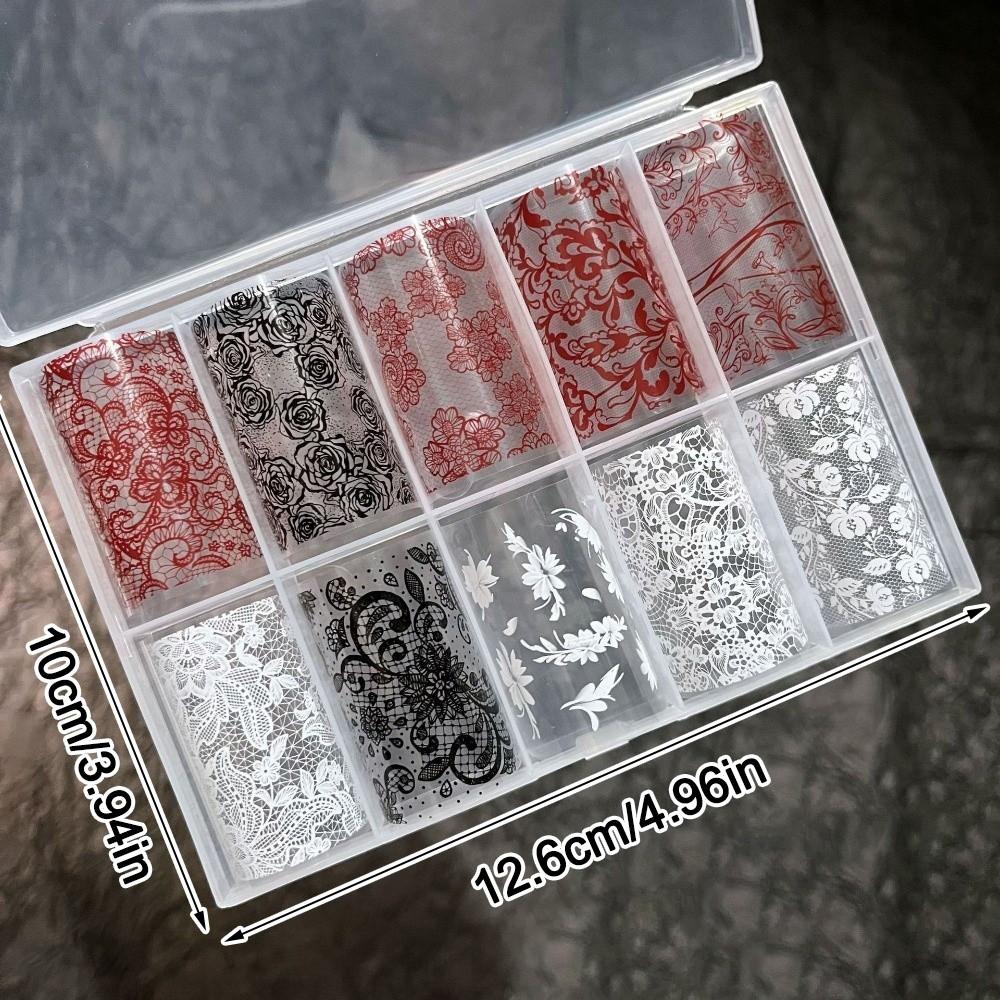 Lace Design Nail Foils Stripe Pattern Black White Nail Art Stickers Leopard Print Sequin Effect Nail Decals Nail Decoration