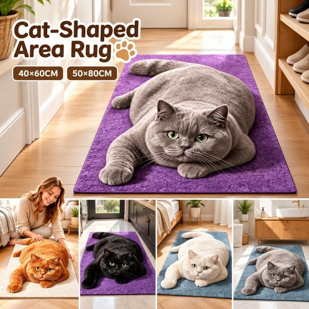 Pet Themed Animal Shaped Carpet 3D Printed Diatom Mud Mat Cat-Shaped Area Rug Home Floor Decor