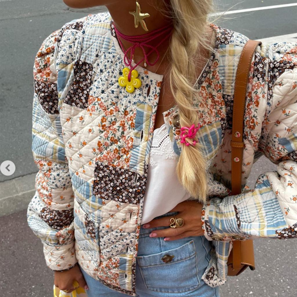 Women's Long-Sleeved Printed Quilted Jacket/Cotton-Padded Jacket