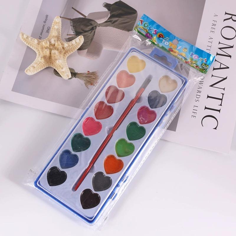 

1SET Children s Art Pigment 12 Colors 16 Colors Love Generous Box Semi-Dry Pigment Powder Painting Set Watercolor