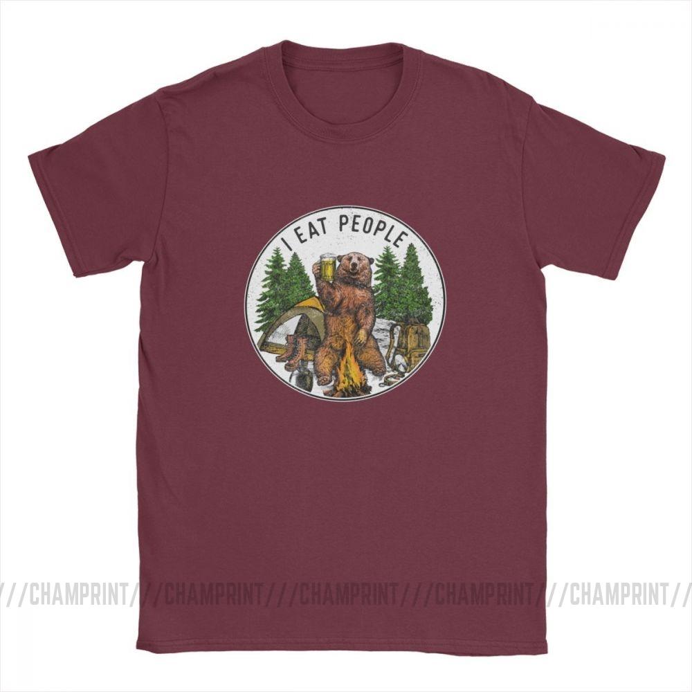 Men T Shirt I Eat People I Hate People Bear Vintage Short Sleeve Camping Tees O