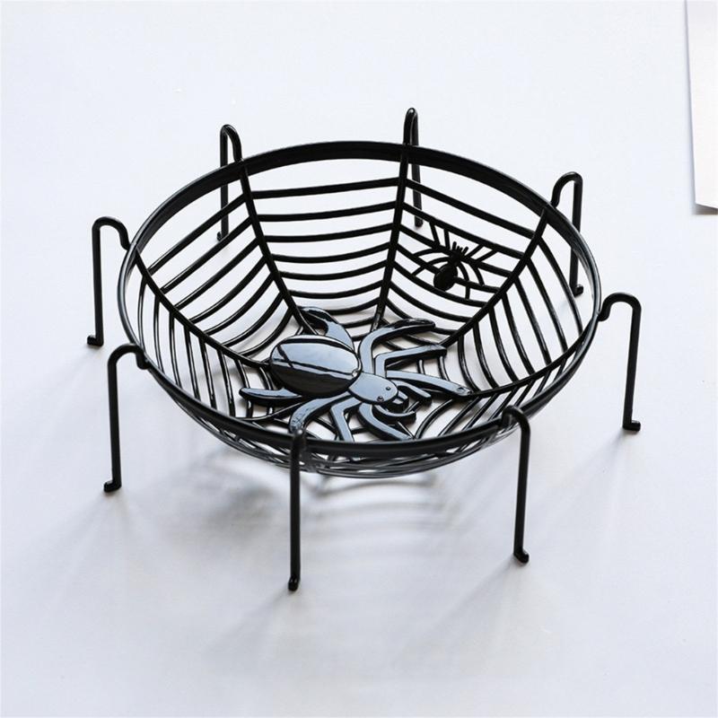 4Pcs Halloween Spiderweb Basket Large Candy Bowls Plastic Sweets Basket Fruit Plate Party Candy Holder Bowls Enduring