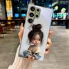 Cute Cartoon Girl Electroplated Silver Phone Case For Samsung Galaxy S26 S25 S24 S23 S22 S21 S20 Ultra Plus FE S26+ Glass Cover