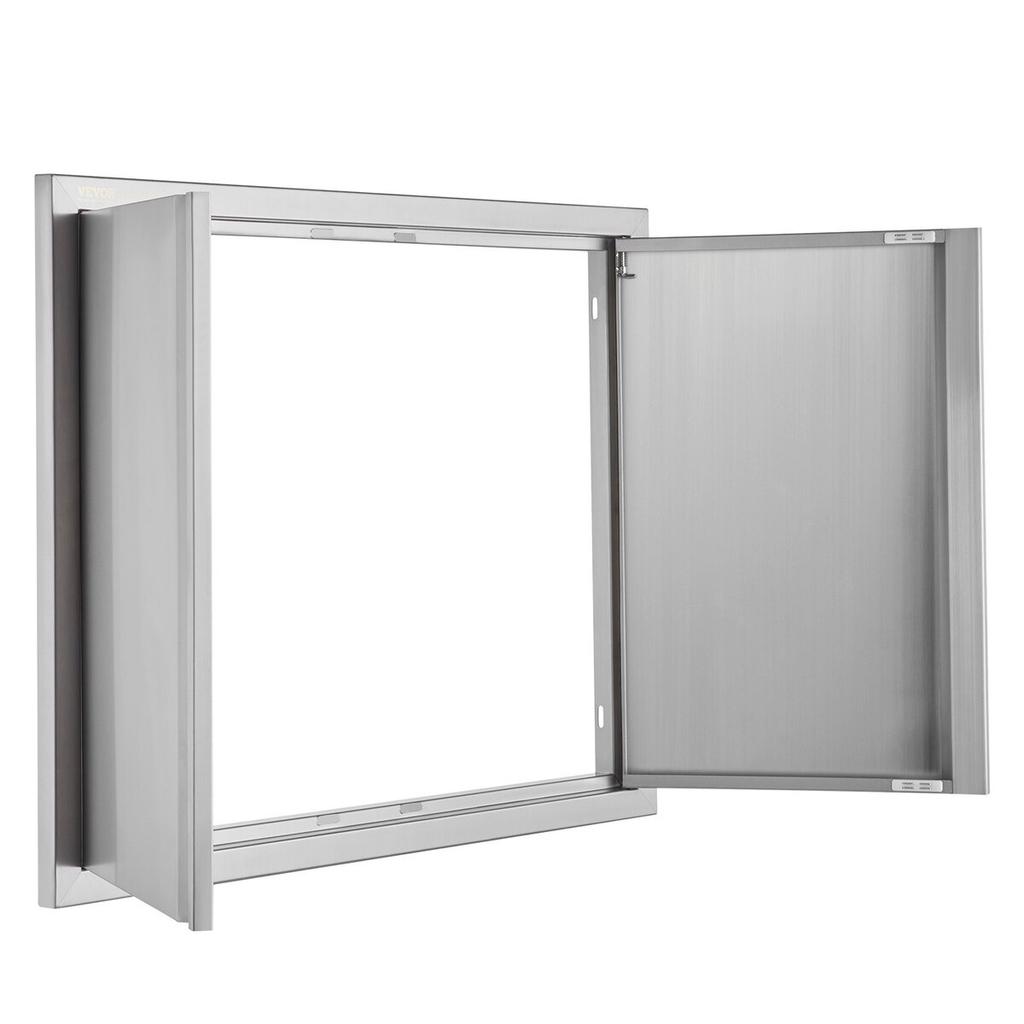 BBQ Access Door, 787x609 Mm Double Outdoor Kitchen Door, Stainless Steel Flush Mount Door, Wall Vertical Door with Recessed Handles , for BBQ Island,