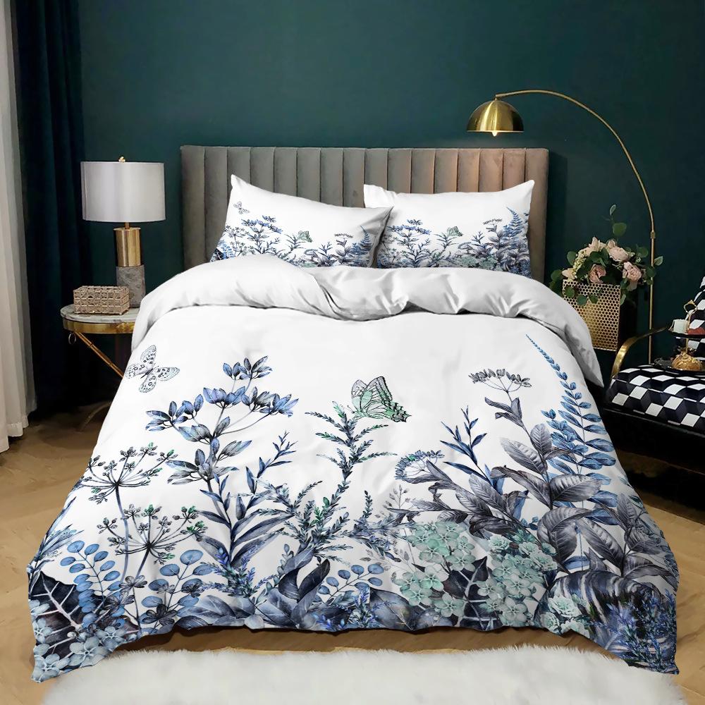 Pastoral Three-Piece Plant Printing Four-Season Kit Quilt Cover