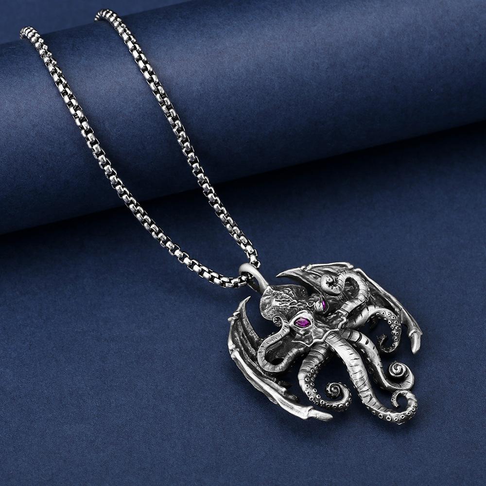 Cthulhu Mythical Octopus Sea Monster Pendant European and American Men's Punk Style Necklace Jewelry