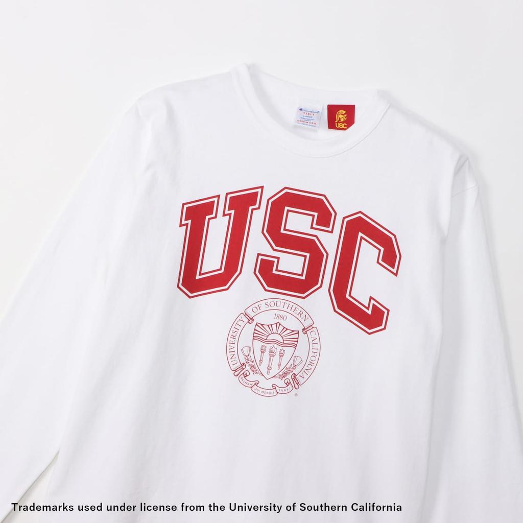 Champion T1011 Long Sleeve Made In Size Graphic Round Made In Size T-Shirt, USA, White, L, 100% Cotton, Print, Neck, USA, C5-Y403