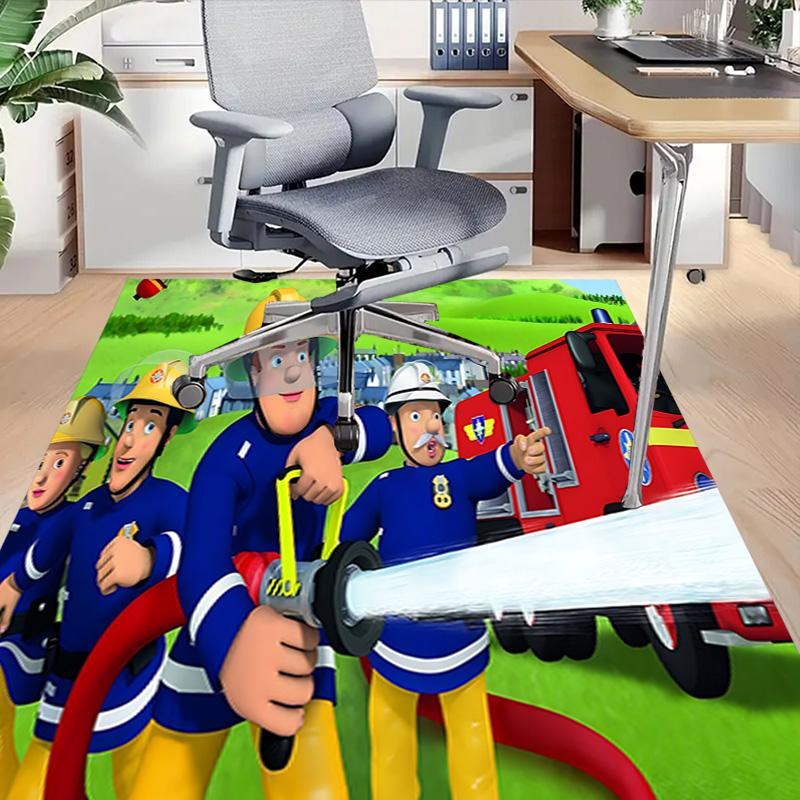 1pc Firefighters Station Carpet for Playroom Bedroom Living Room Sofa Home Decor,kids Game Area Rug Non-slip Floor Mat Y72893