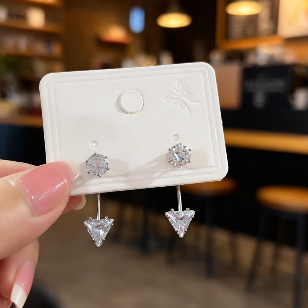 Small temperament geometric flash zirconium stud earrings, five-pointed star love, a two-wear rear-hanging earrings, going out commuting earrings.
