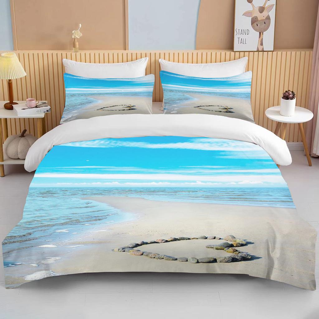 Ocean Povlečení Sada Pobřeží Pláž Povlečení Sada Modrá Hvězdice Sada do Postele Děti Teen Skořápka Domácí Textil Letní Přehoz Prošívaná Přikrývka