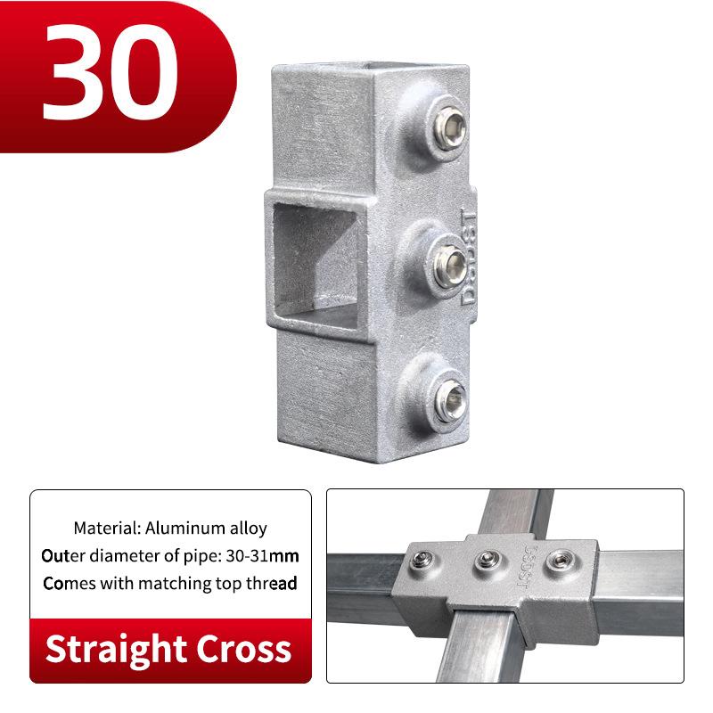 20x20mm Čtvercová trubka Třícestný 25x25mm 30x30mm Hliníková slitina Koleno Spojka Příslušenství Pevný spoj trubky