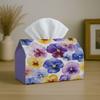 1pc Romantic Fresh Decorative Tissue Holder - Pansy Floral Botanical Design, Sturdy Napkin Organizer for Vehicle, Kitchen, Dining, Home Decoration - S