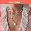 Vintage French Faux Pearl Layered Necklace For Women With Geometric Design And Style Accessory