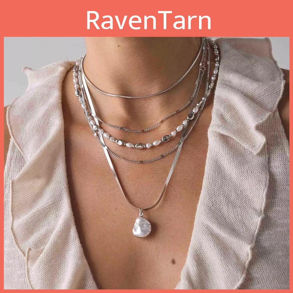 Vintage French Faux Pearl Layered Necklace For Women With Geometric Design And Style Accessory