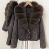 Autumn and winter natural real removable fox fur collar jacket new daily versatile commuter style duck down jacket women