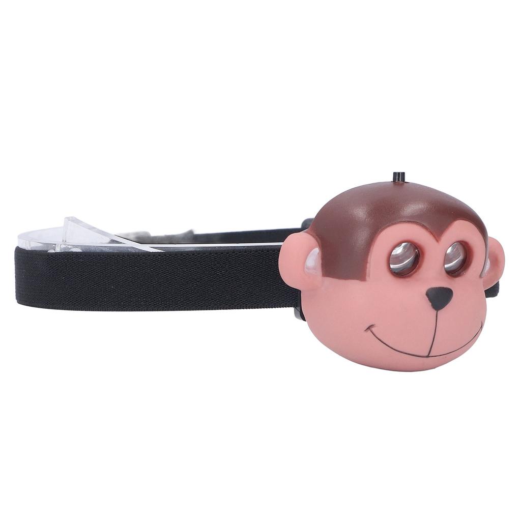Kids Headlamp Monkey Appearance 2 Lighting Modes Battery Powered Lightweight Plastic LED Headlight for Outdoor Sports