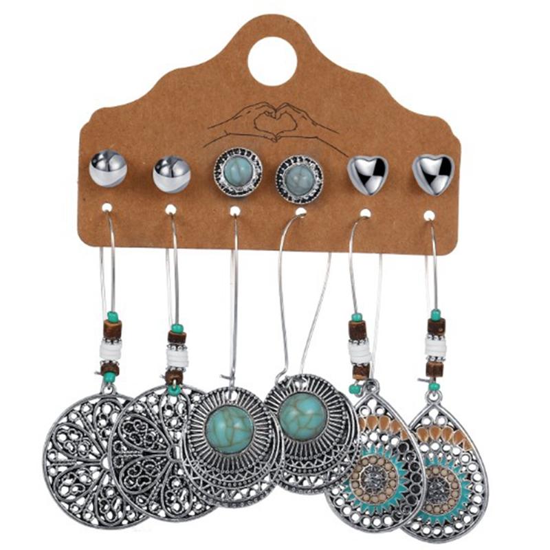Vintage Big Round Multicolor Beaded Earrings Set for Woman Ethnic Boho Tassel Feather Long Dreamcatcher Drop Earrings