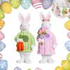 Easter Bunny Decor Spring Easter Rabbit Bunny Figurine Decoration Knitting Rabbit Holding A Basket Of Easter Eggs Figurine