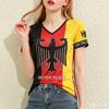 Germany National Flag 3D Print Women's T-Shirts Fashion V-neck Short Sleeve Tees Casual Loose Street Tops Summer Female Clothing