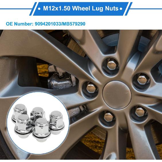5 Pcs M12x1.50 Lug Nuts for Toyota Corolla 1987-2008/2019-2021 Alloy Steel Wheel Lug Nuts No.9094201033/MB579290 Silver Tone
