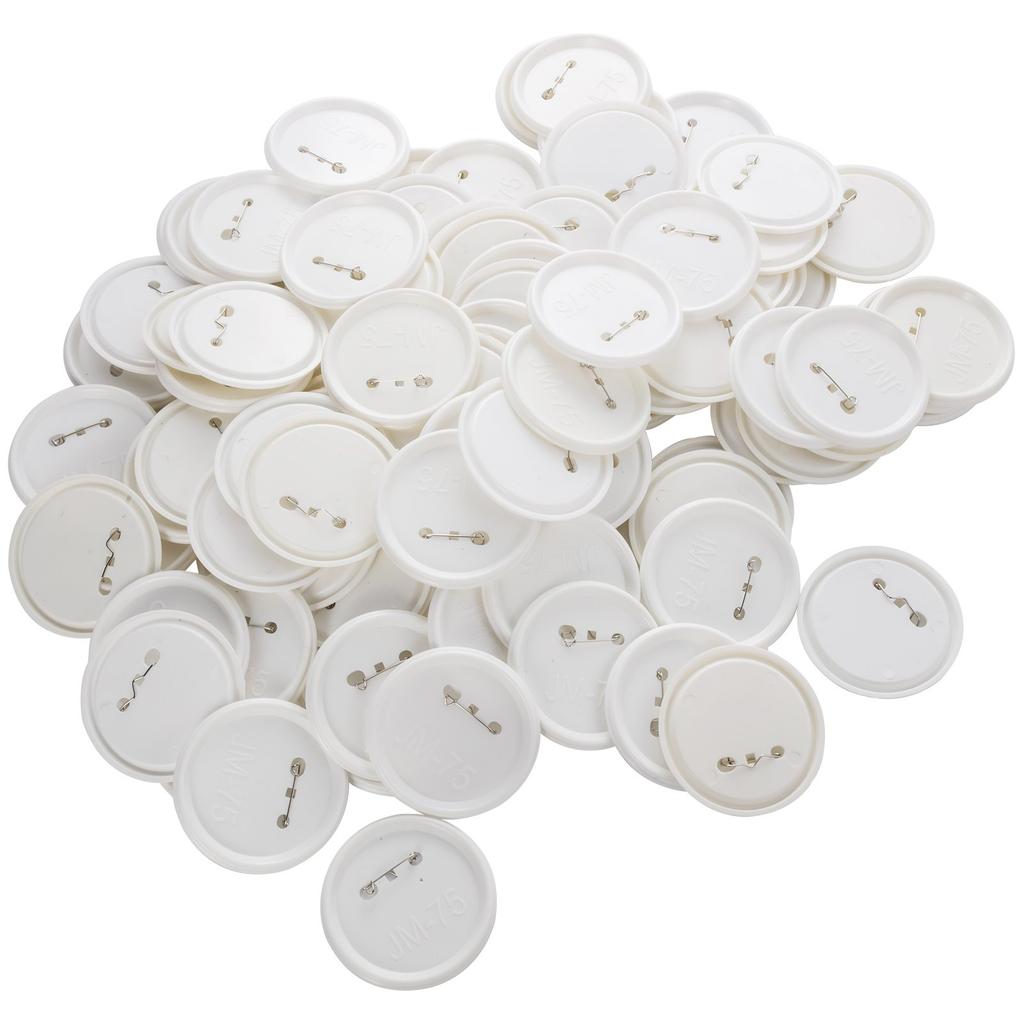 VEVOR 200 Sets 3 inch 75mm Pin Back Button Parts, DIY Round Button Badge Parts, Set Includes Metal Top, Plastic/Metal Button, Clear Film