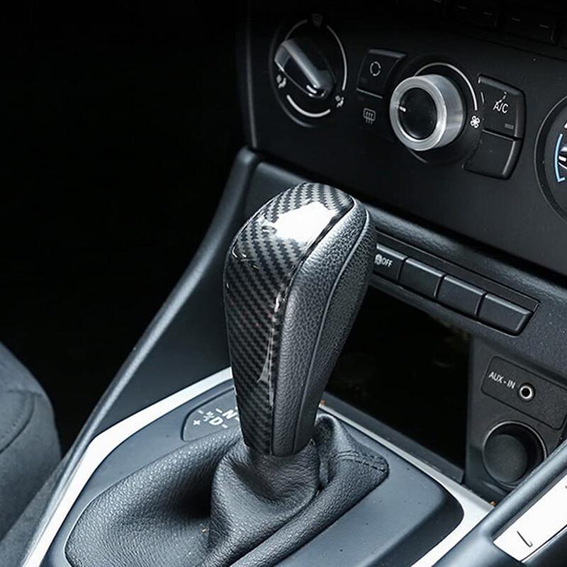 Carbon Fiber ABS Gear Shift Knob Trim Cover Shell For BMW E90 E92 3 Series Sedan