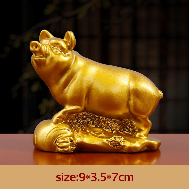 

2025 New Year Gold Feng Shui Snake Lion Statue Figurine Coin Money Wealth Luck Spring Festival Home Decoration Small Ornament