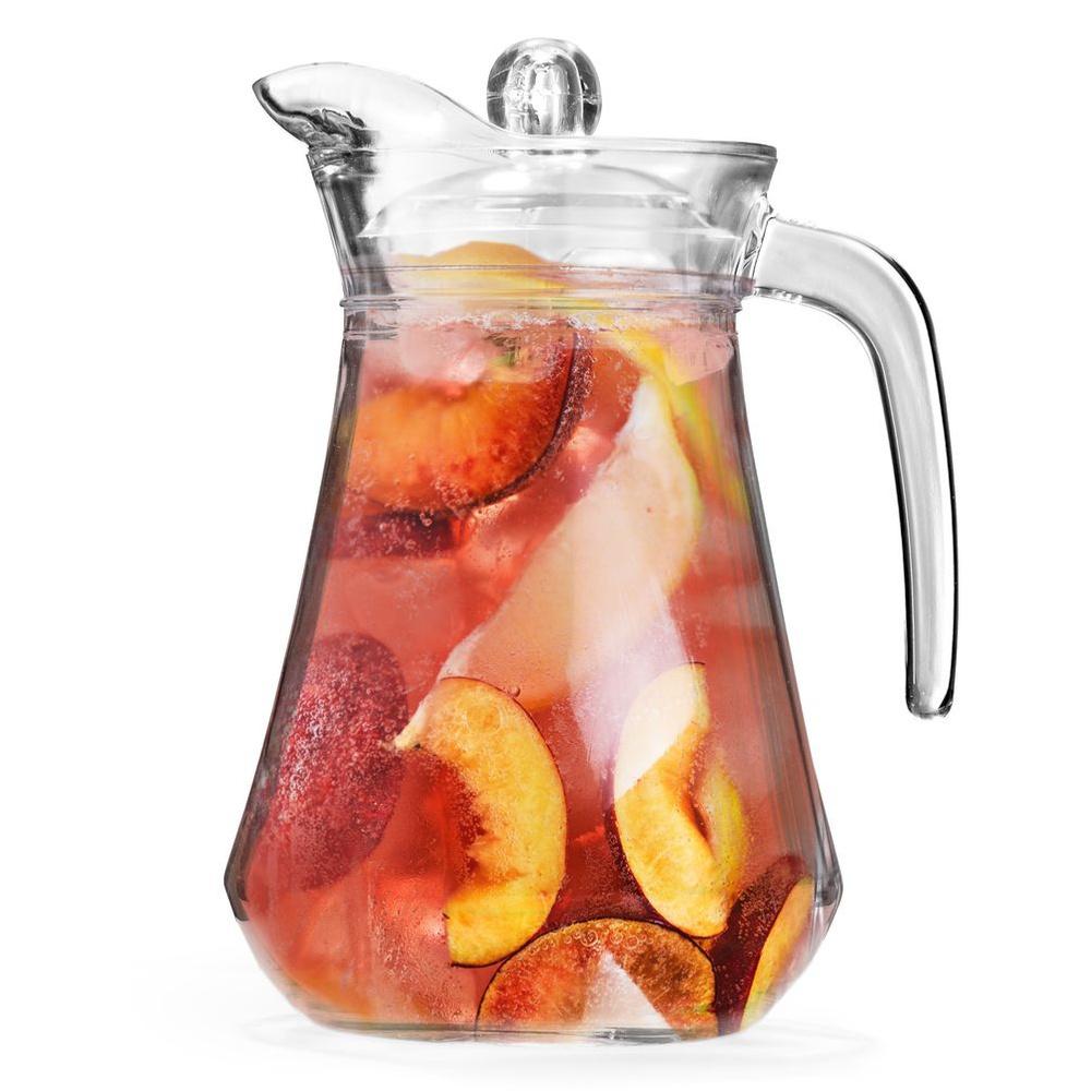 Glass Jug For Drinks With Handle And Lid, Set Of 2, 2X1.4 L