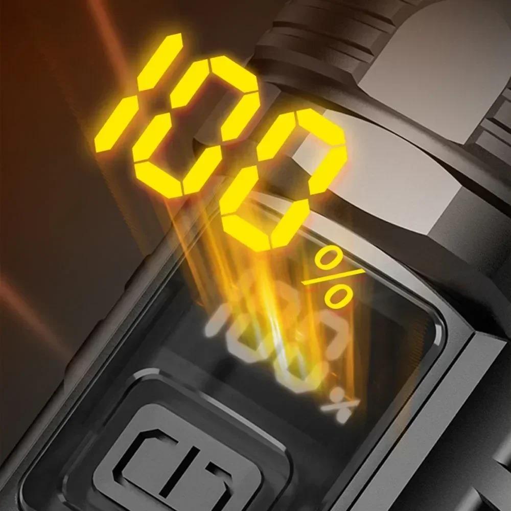 5000MAH Powerful LED Flashlight Ultra Bright  Light Emergency Spotlight Long Range Zoom Torch Fishing Lamp With Built-in Battery