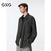 GXG Men's 2024 Autumn Black Plaid Long Sleeve Shirt Jacket