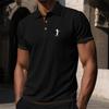 Men Mesh Ice Silk Short Sleeve Polo Shirt with Shirt Collar Button Closure and Embroidered for Summer Casual Wear