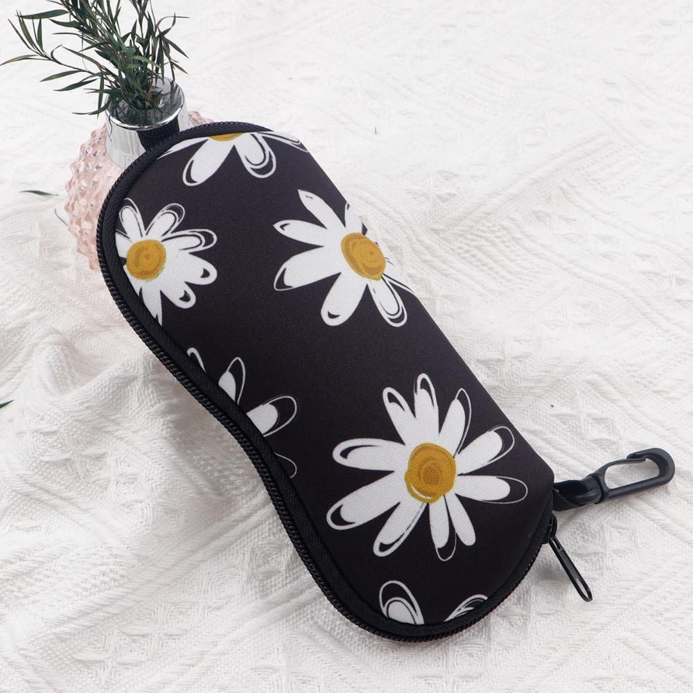 1PC Floral Glasses Case Portable Soft Zipper Sunglasses Storage Bag With Hook Anti‑scratch Eyeglasses Protective Pouch For Women