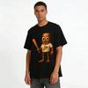 Goofy Wooden Guy Baseball Bat Pizza Print Casual Tee Pure Cotton T-shirt