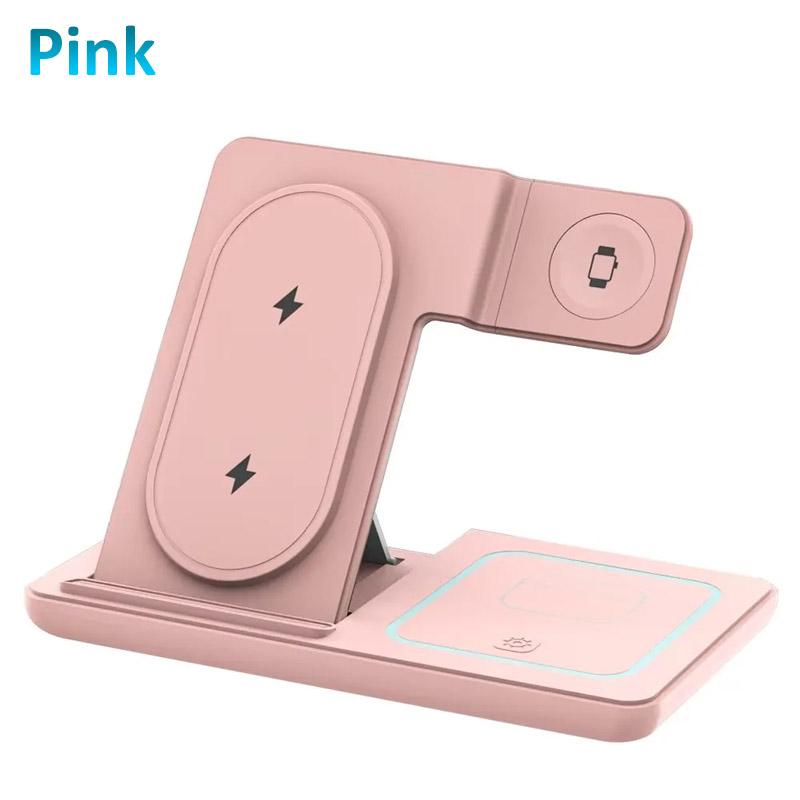3 in 1 15W LED Foldable Wireless Charger Stand For Samsung S24 S23 Galaxy Watch 2-8 Active 1 2 Buds Pro Fast Charging Station