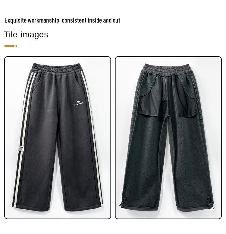 2025 Boys' Fleece-Lined Sweatpants: Thick, Handsome, Loose Fit for Autumn/Winter