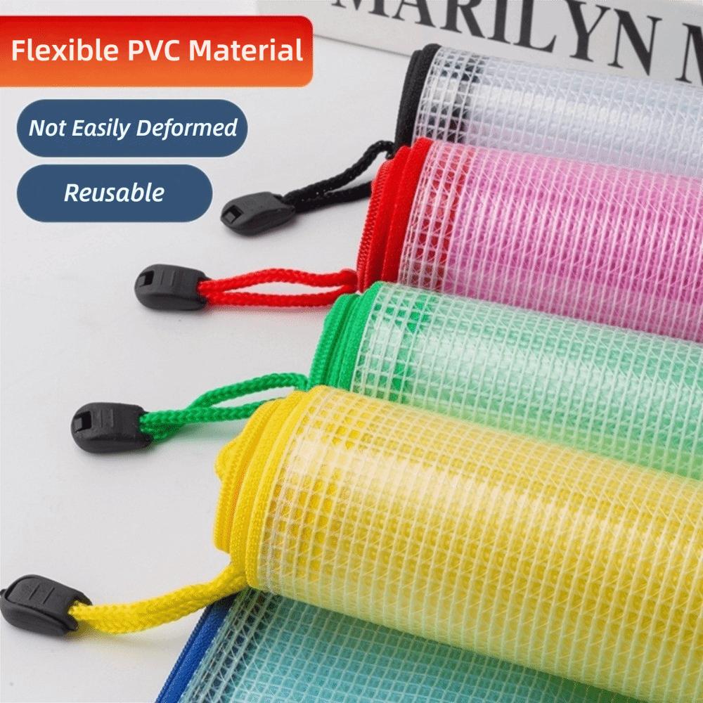 Wasserdichte Federtasche PVC-Aktenmappe Mehrzweck-Netz-Reißverschlusstasche Schüler