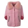 OFTBUY 2024 Herbst Winter Echt Fuchs Waschbär Pelz Kragen Mantel Gestrickte Pullover Frauen Kurzarm Jacke Dicke Warme