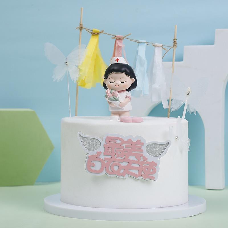 Hvit Engel Sykepleier Resin Hjemmedekorasjon Figur Actionfigur Modell Barn Gave Bursdagskake Tilbehør og Borddekorasjon