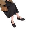 French retro square head woolen single shoes for women's autumn and winter new velvet Mary Jane shoes for women's flat-bottomed fluffy shoes