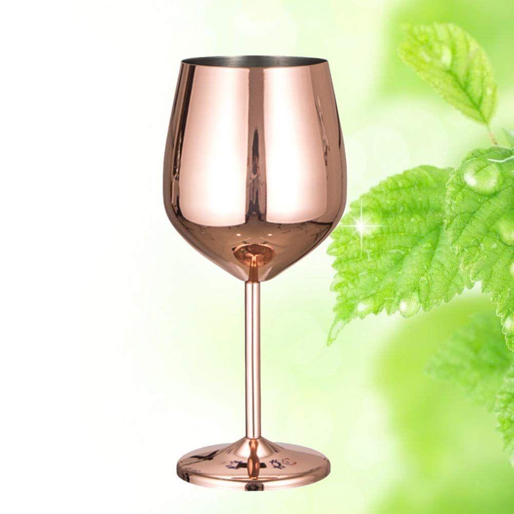 Stainless Steel Stemmed Wine Glasses, Shatter Proof Copper Coated Unbreakable Wine Glass Goblets,Premium Gift for Men