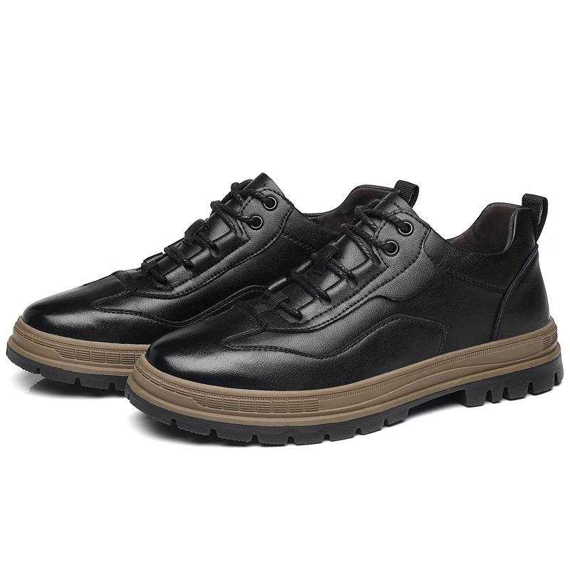

Высококачественная модная мужская кожаная повседневная обувь, удобная дышащая обувь на шнуровке для офиса, скейтбординга, универсальная, осенняя, новинка 44 чёрный