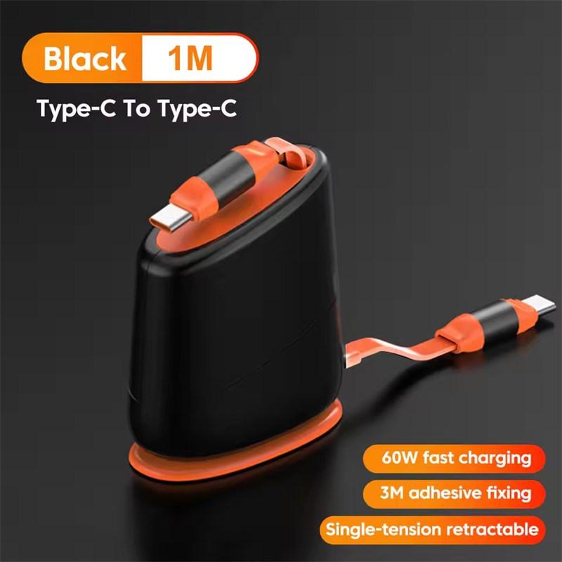 Desktop Fixed 100W Type C to Type C Cable Retractable Fast Charging Data Cord For iPhone17 16 15 iPad 6 Huawei Xiaomi Quick Charge